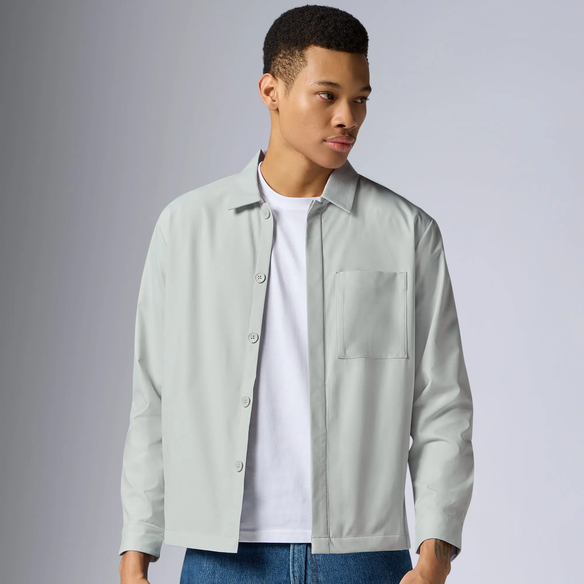 Amp Polyester Shacket Chrome White - Image 2