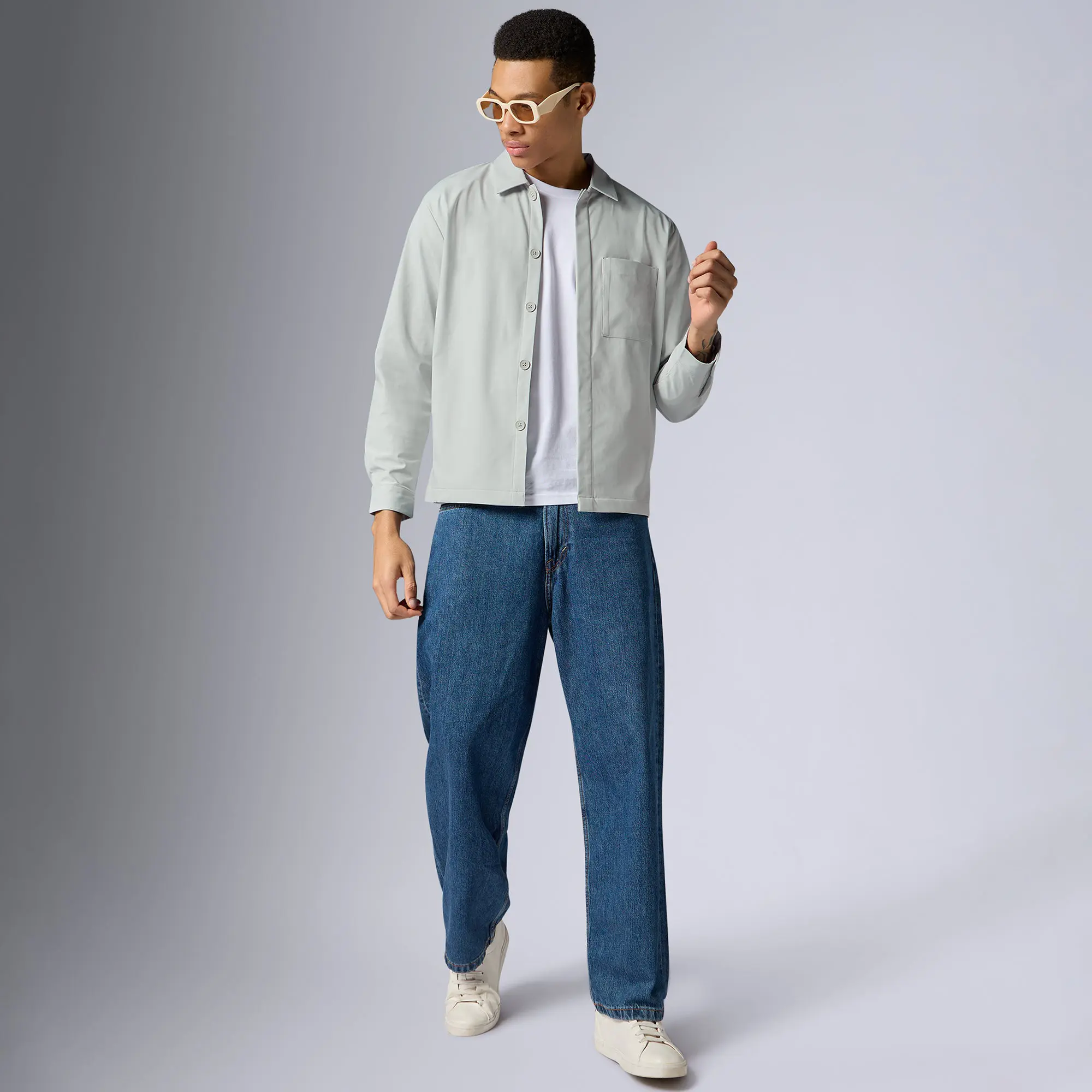 Amp Polyester Shacket Chrome White - Image 3