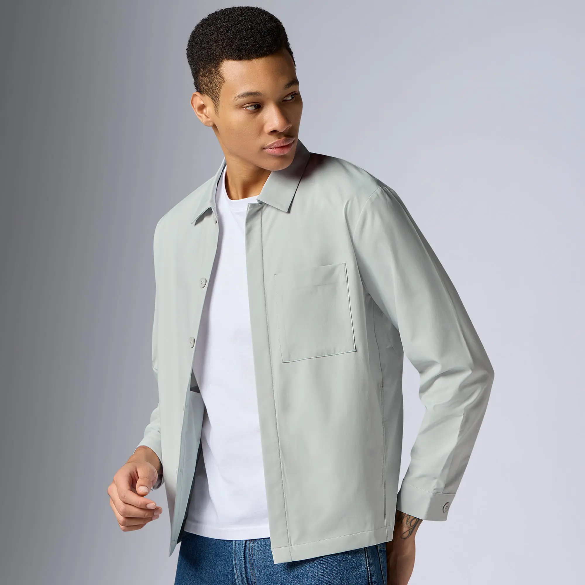 Amp Polyester Shacket Chrome White - Image 4