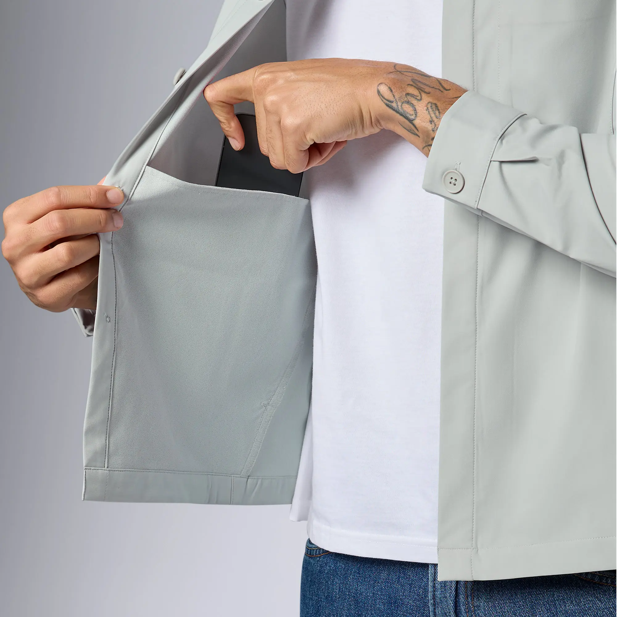 Amp Polyester Shacket Chrome White - Image 6