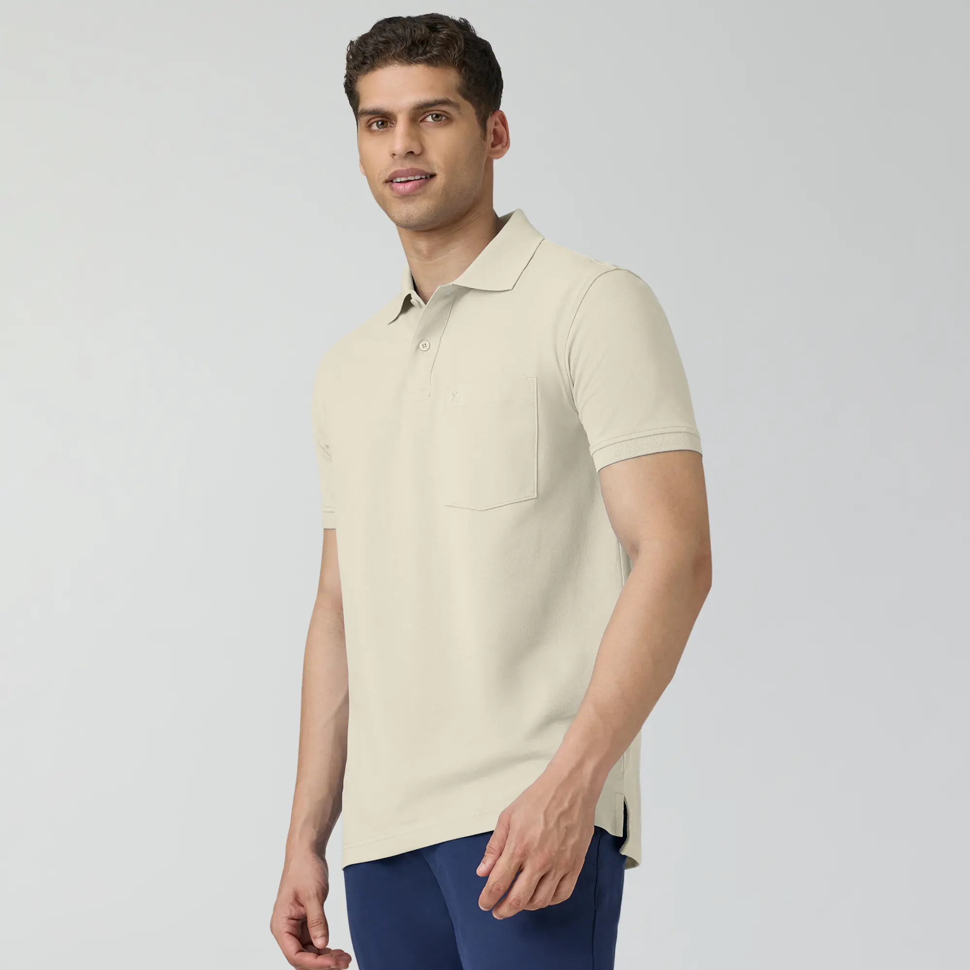 Code Polo T-shirts Almond White - Image 4