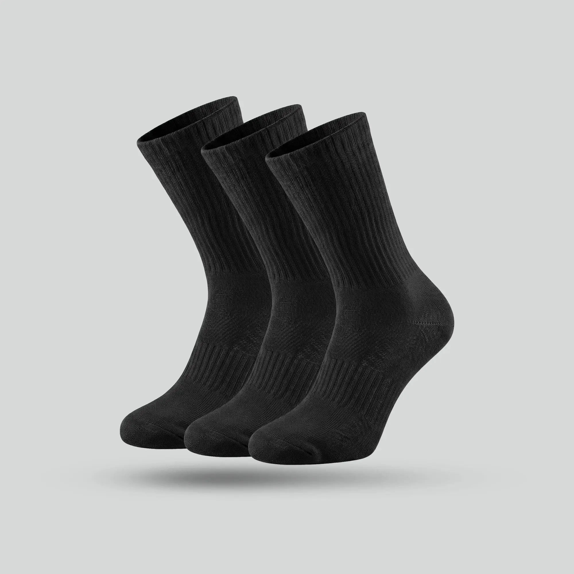 Crew-Length Socks - Pitch Black (Pack of 3)
