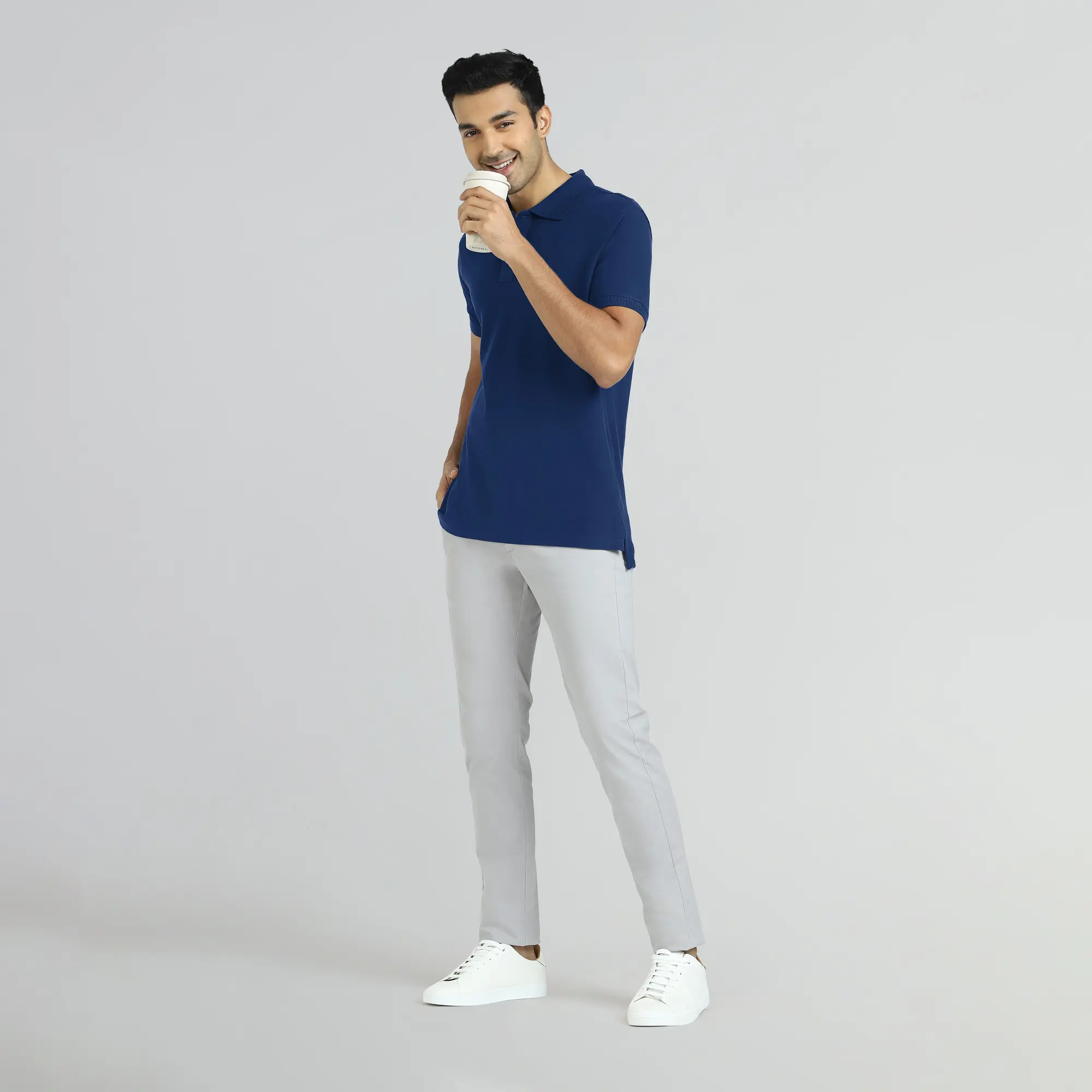 Element Combed Cotton Polo T-shirts Midnight Blue - Image 4