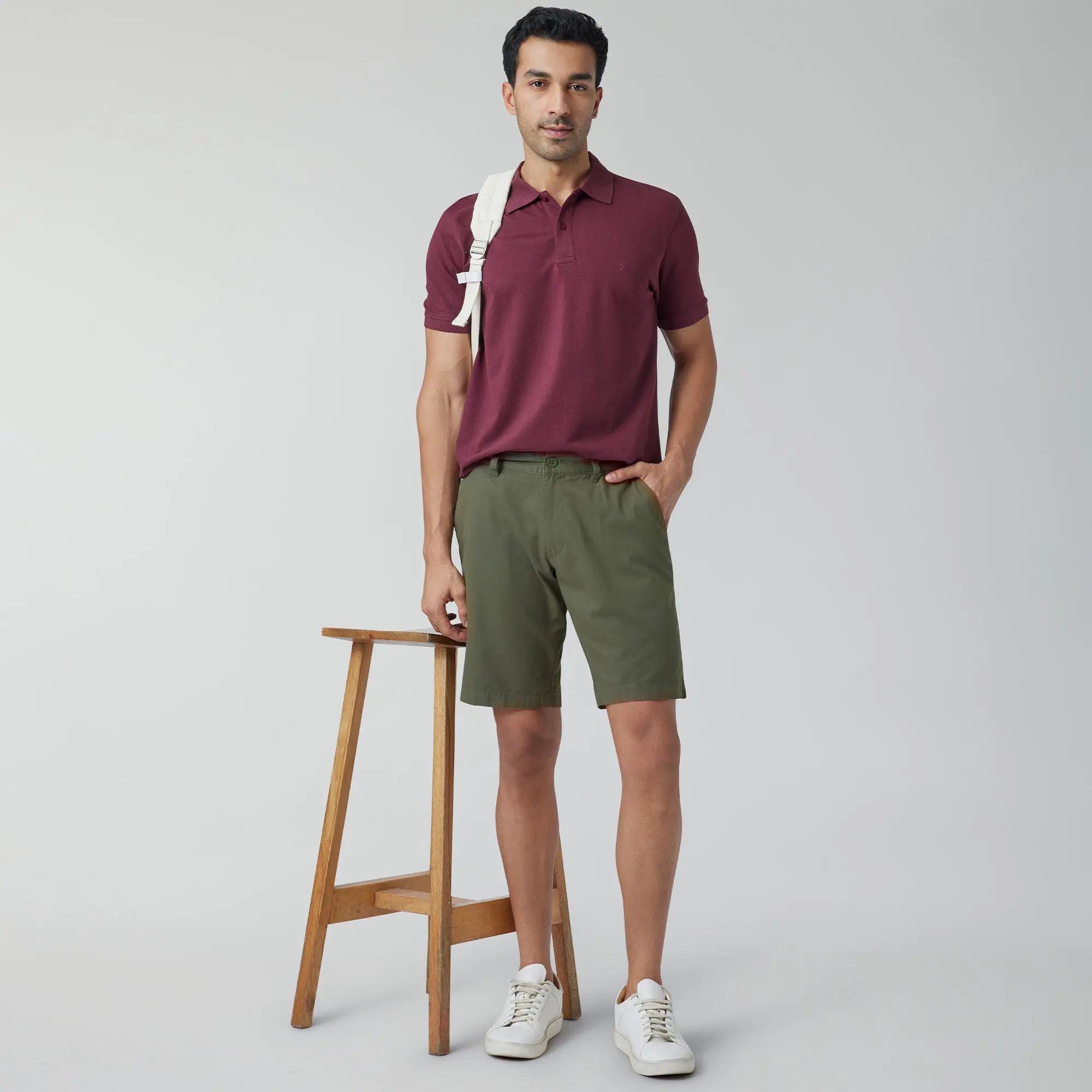 Element Cotton Chinos Shorts For Men Olive Green - Image 2