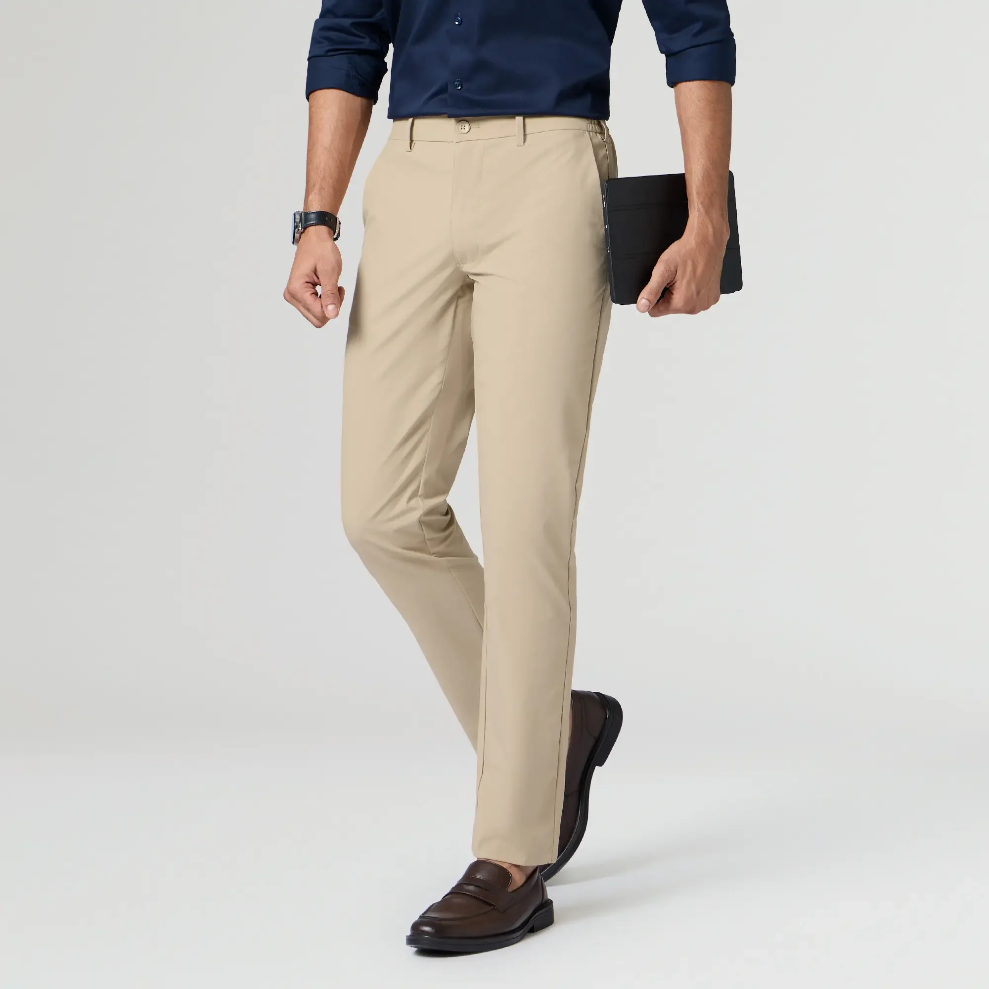 KINETIC: Soft Stretch Pants - Slim Fit Tan Brown