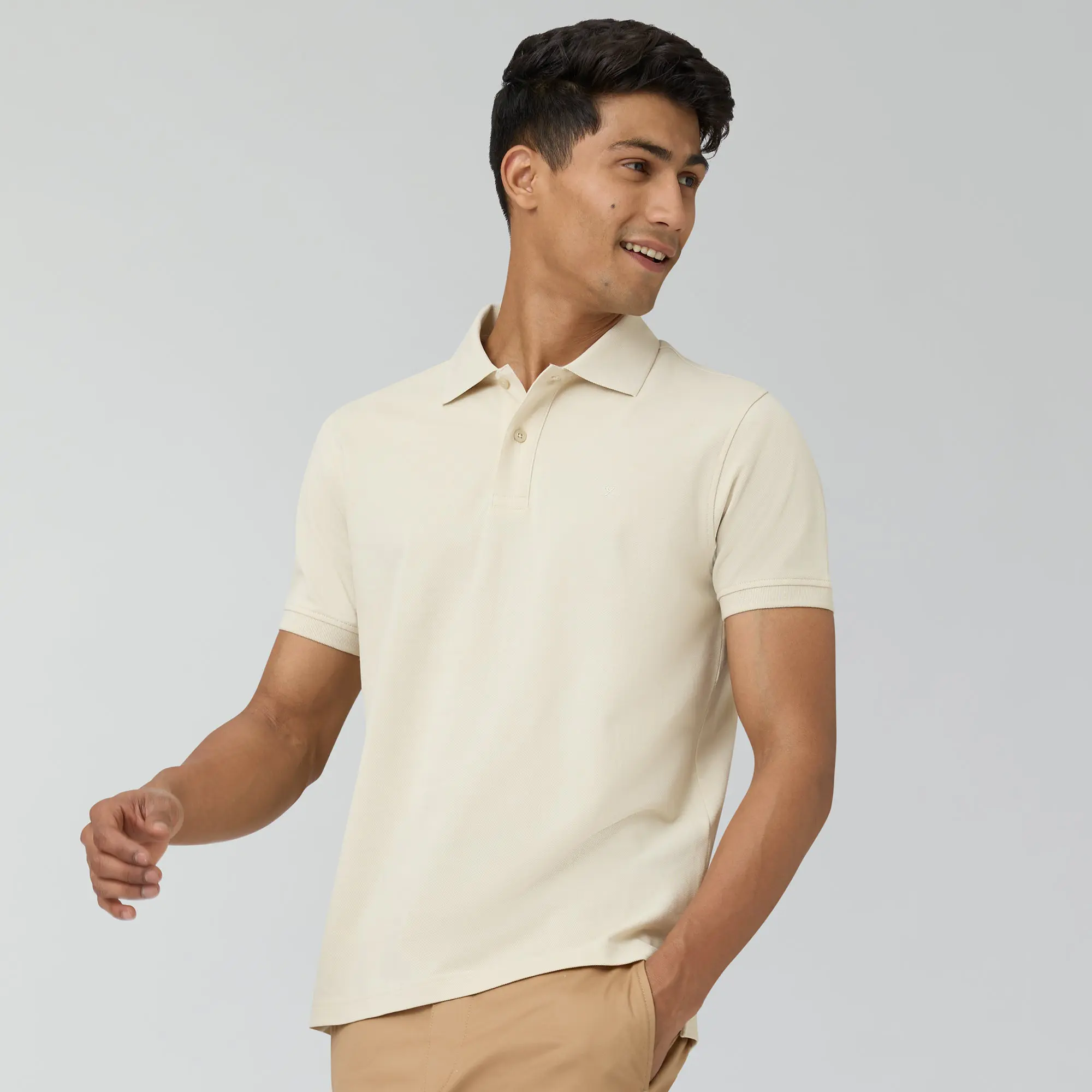 Nova Combed Cotton Polo T-shirts Almond White - Image 4