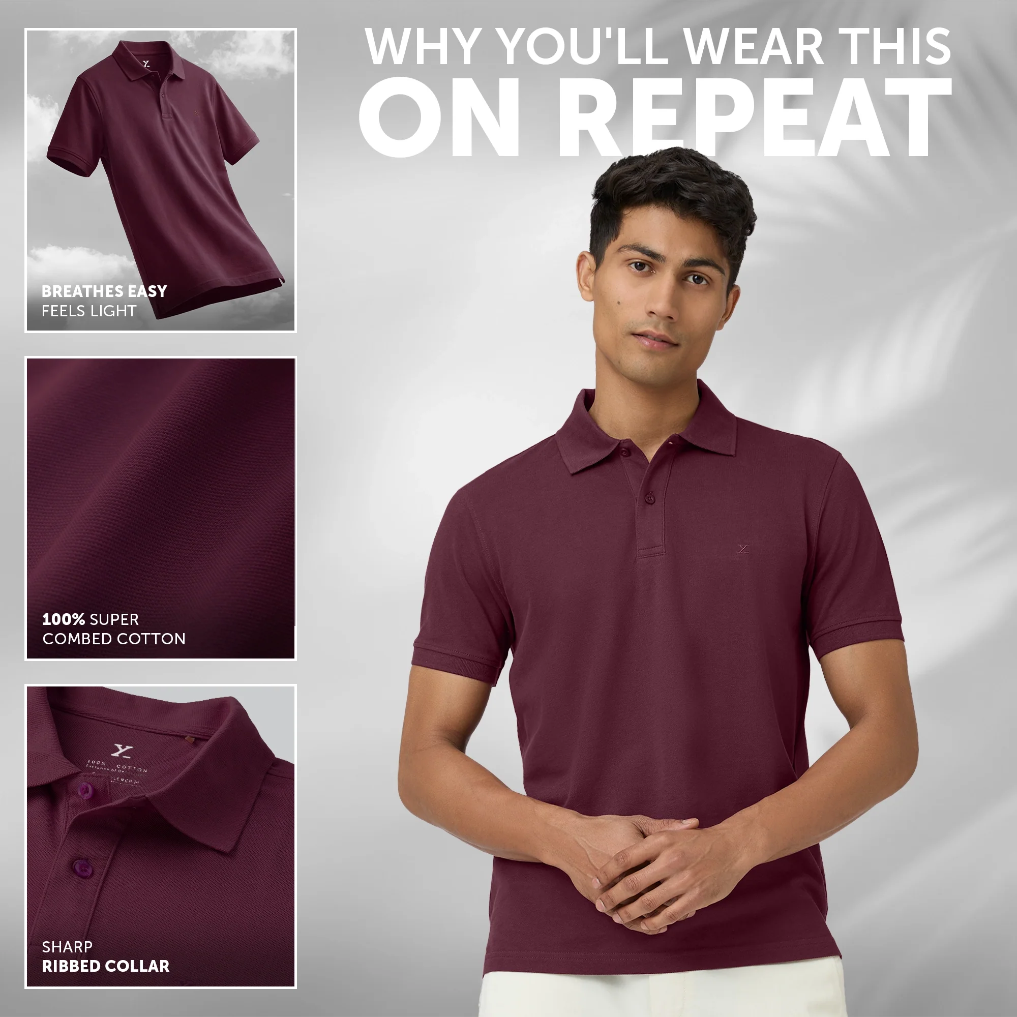 Nova Combed Cotton Polo T-shirts Merlot Maroon - Image 2