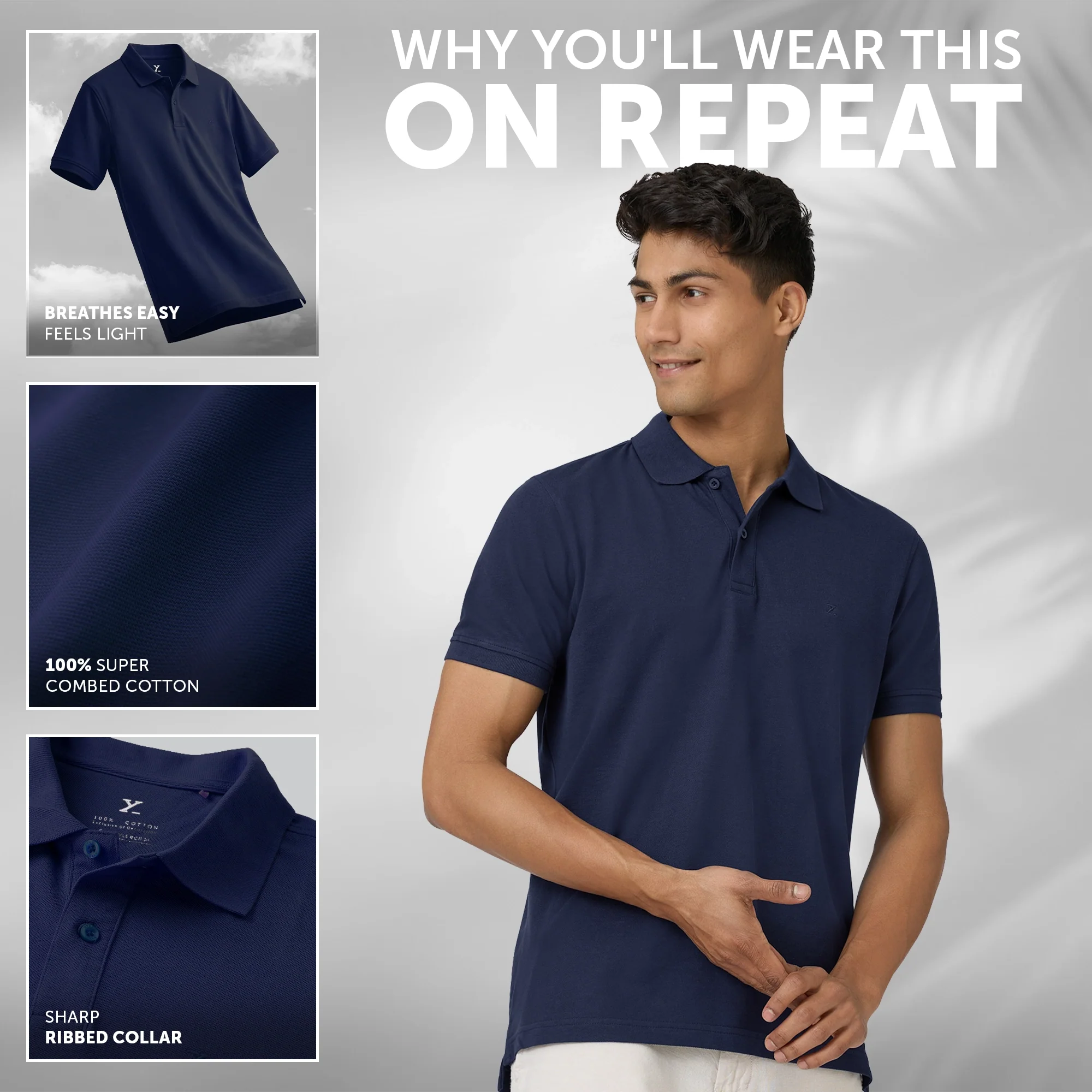 Nova Combed Cotton Polo T-shirts Midnight Blue - Image 2