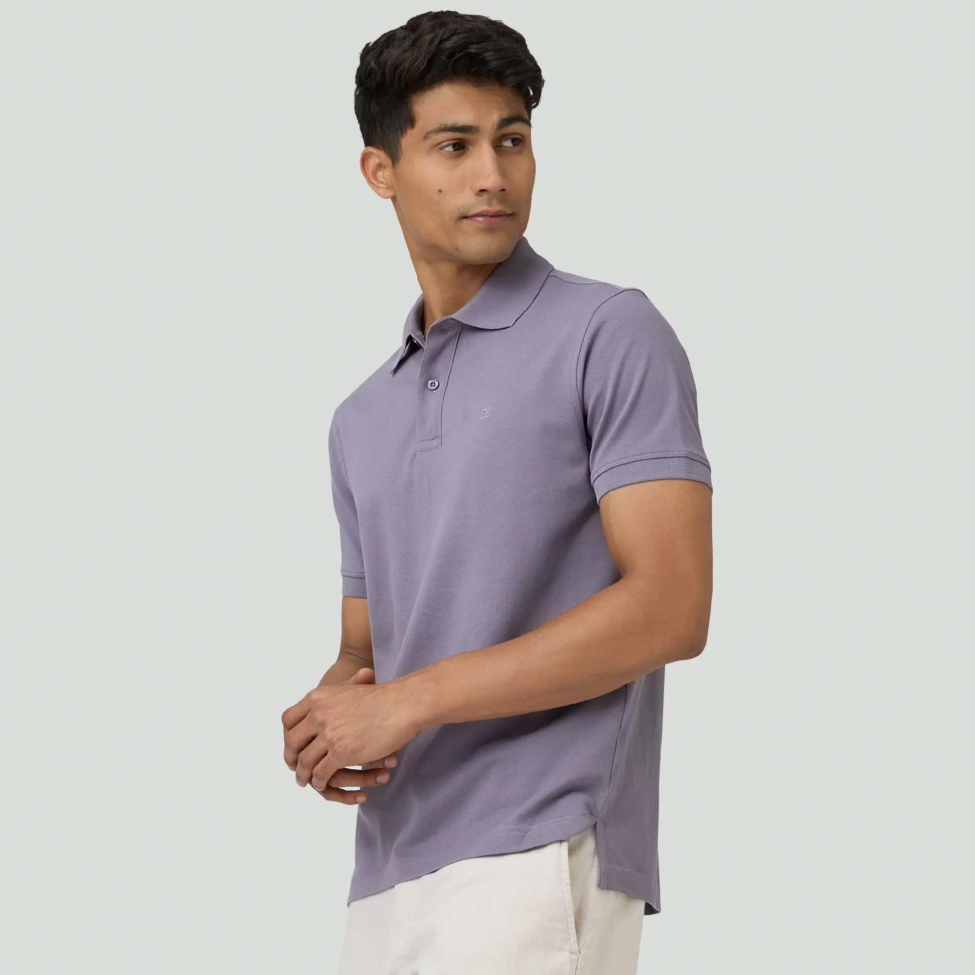 Nova Combed Cotton Polo T-shirts Misty Lilac - Image 3