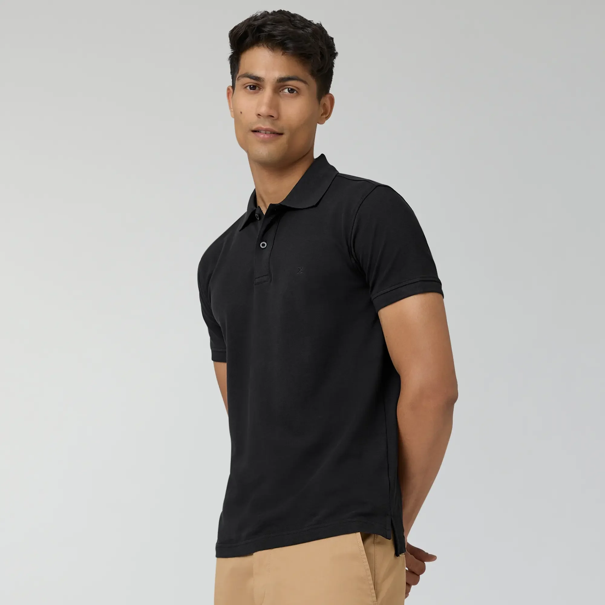 Nova Combed Cotton Polo T-shirts Pitch Black - Image 4