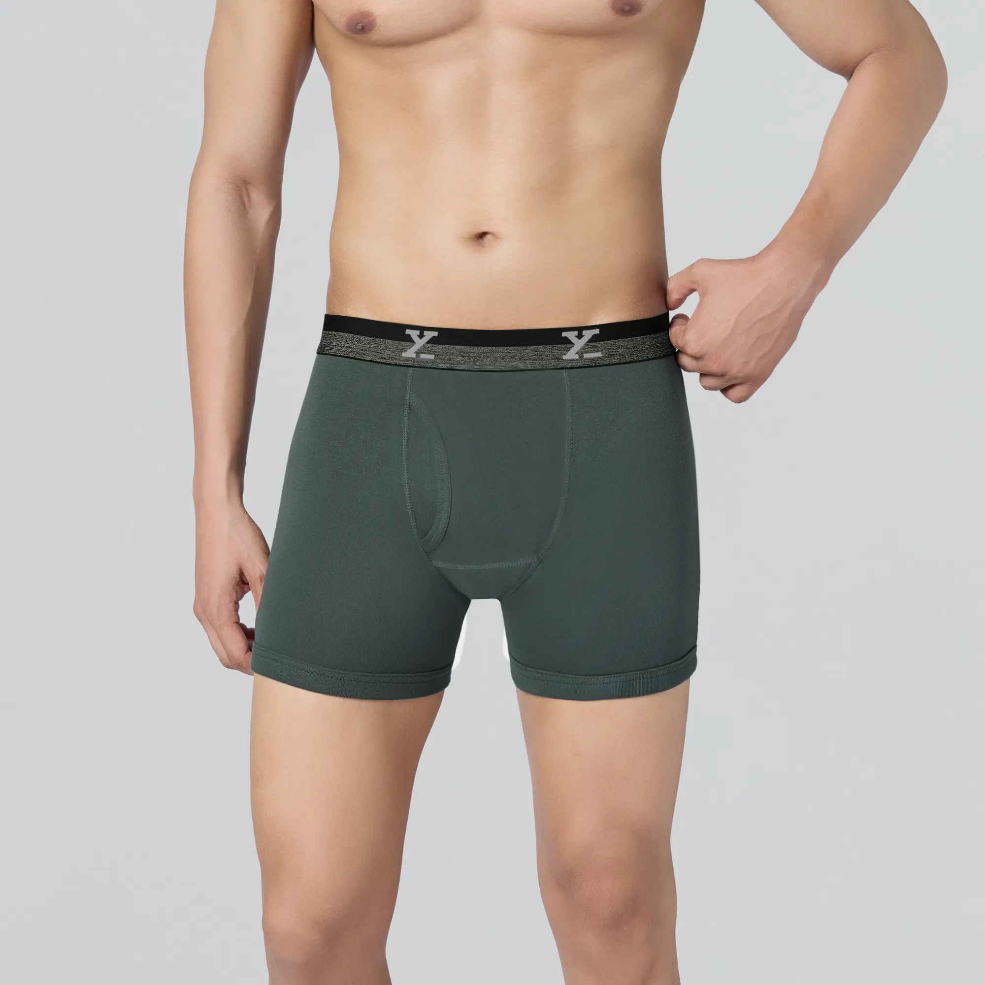 Nova Cotton Boxer Briefs (Outer Elastic) - Anchor Grey