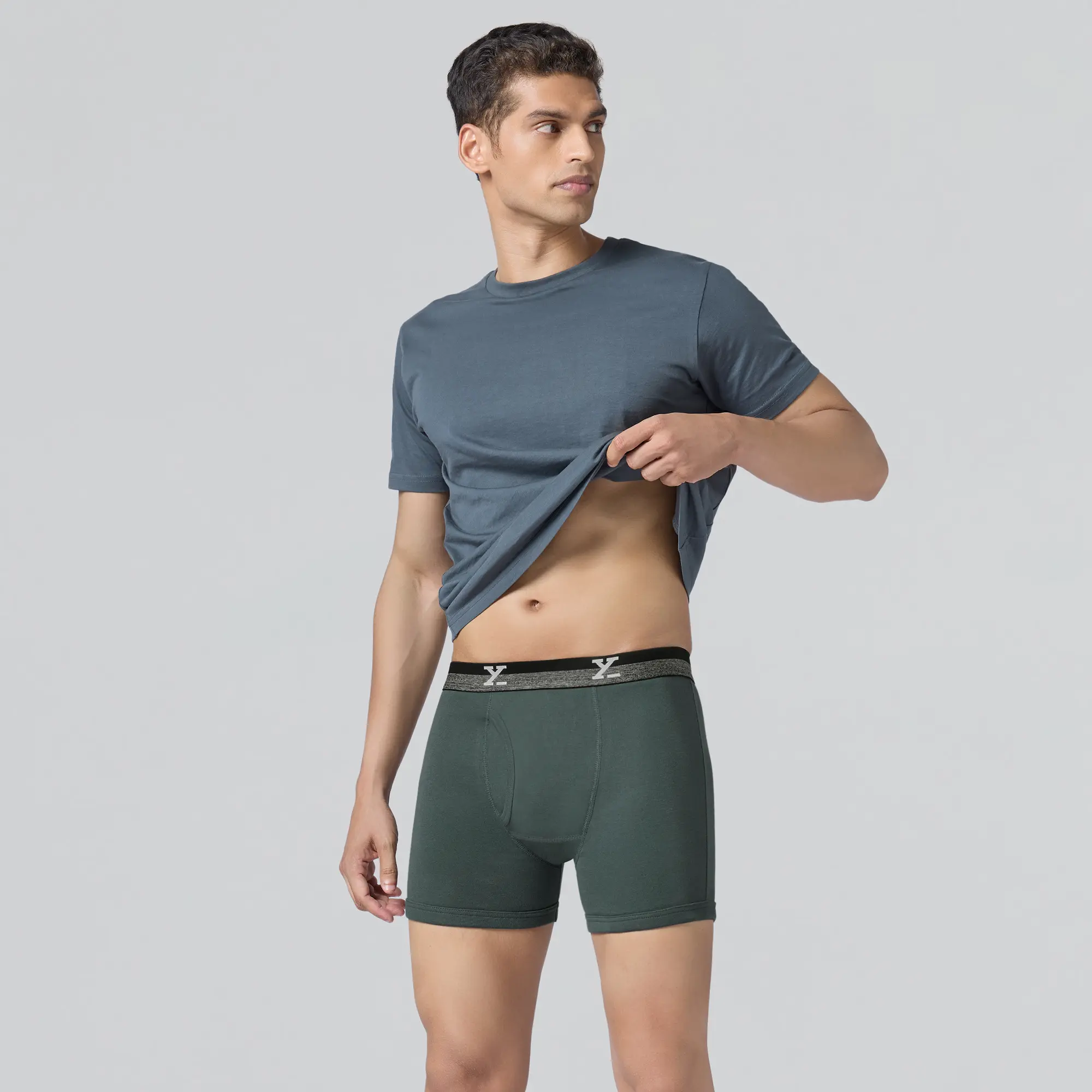 Nova Cotton Boxer Briefs (Outer Elastic) - Anchor Grey - Image 2