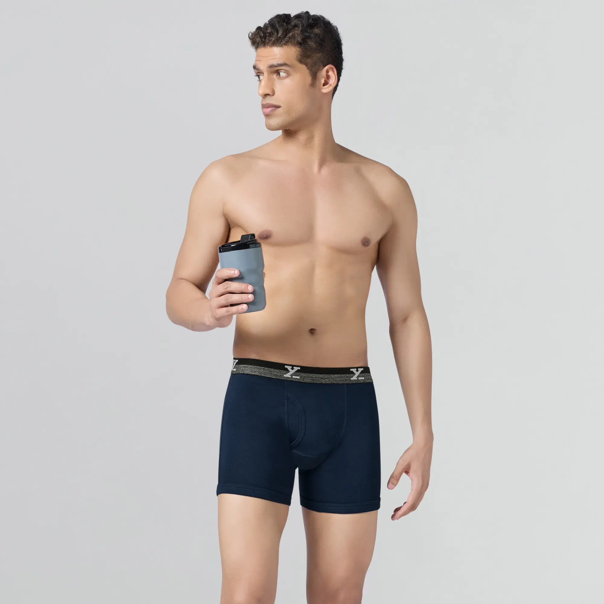 Nova Cotton Boxer Briefs (Outer Elastic) - Midnight Blue - Image 3