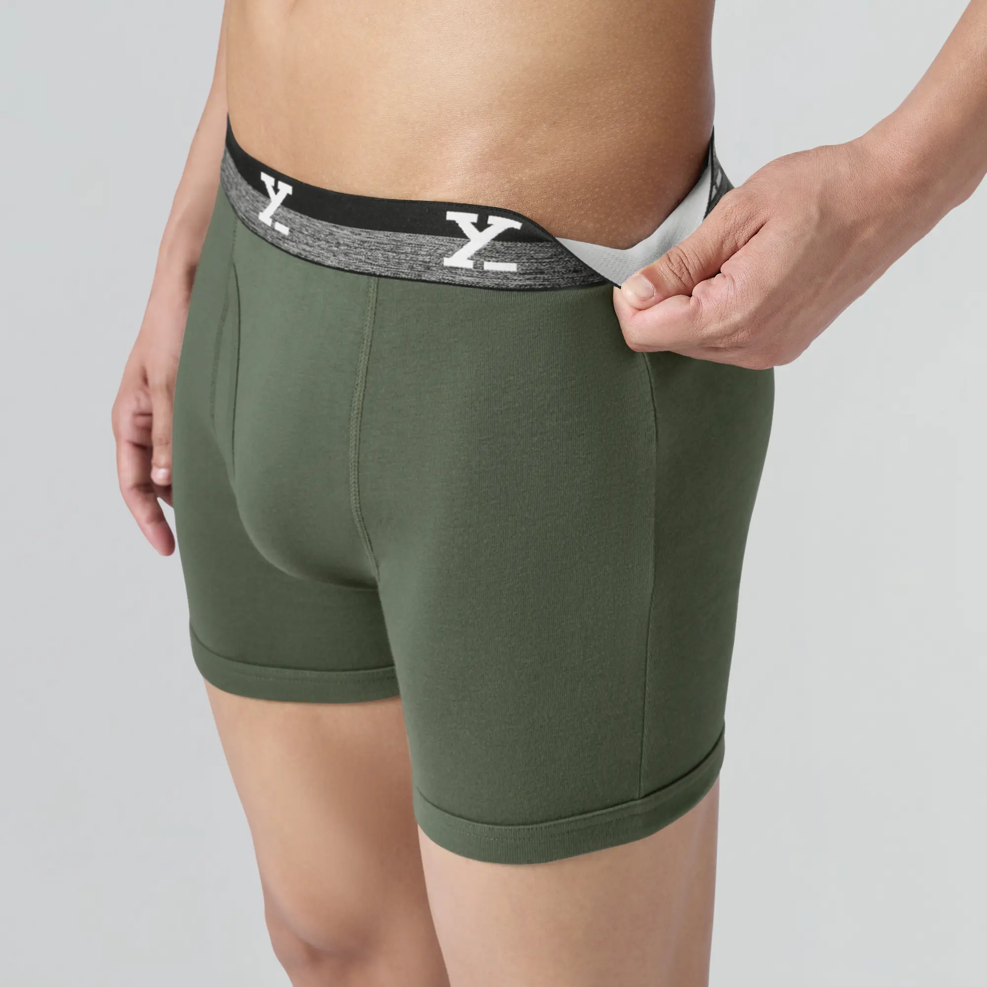 Nova Cotton Boxer Briefs (Outer Elastic) - Olive Green - Image 4
