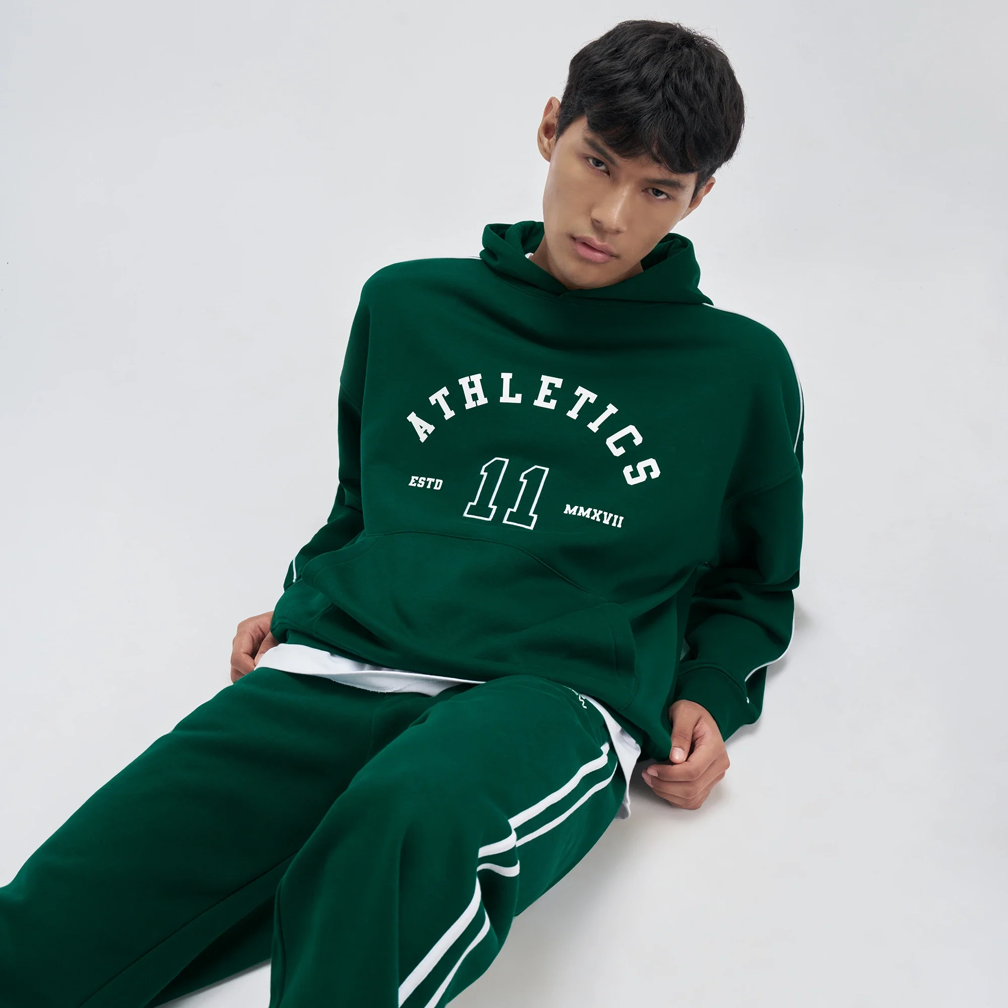 Oversized Hoodie and Sweatpants Co-ord Set Ivy Green - Image 5
