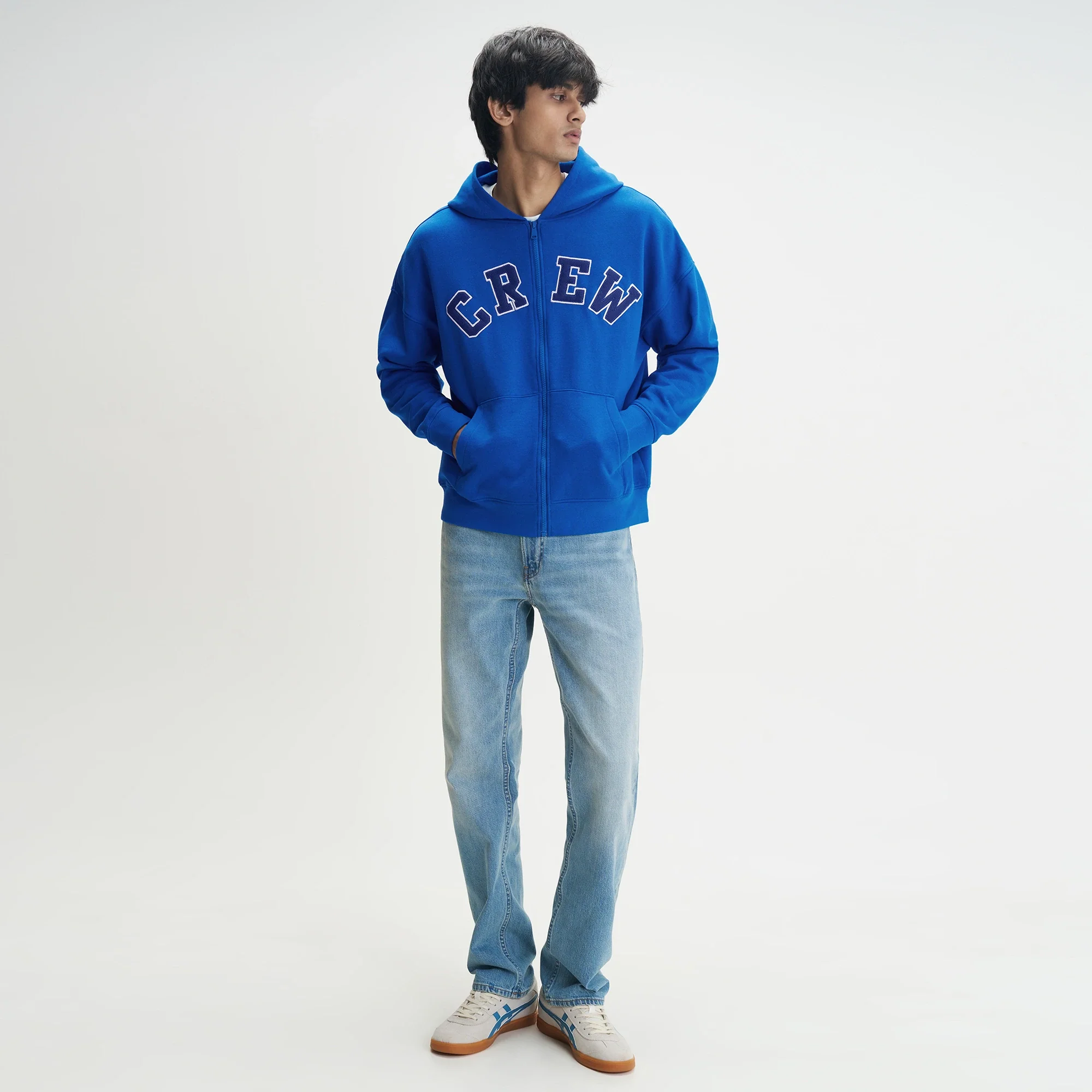 Crew Oversized Zipper Hoodie  - Campus Blue - Image 3