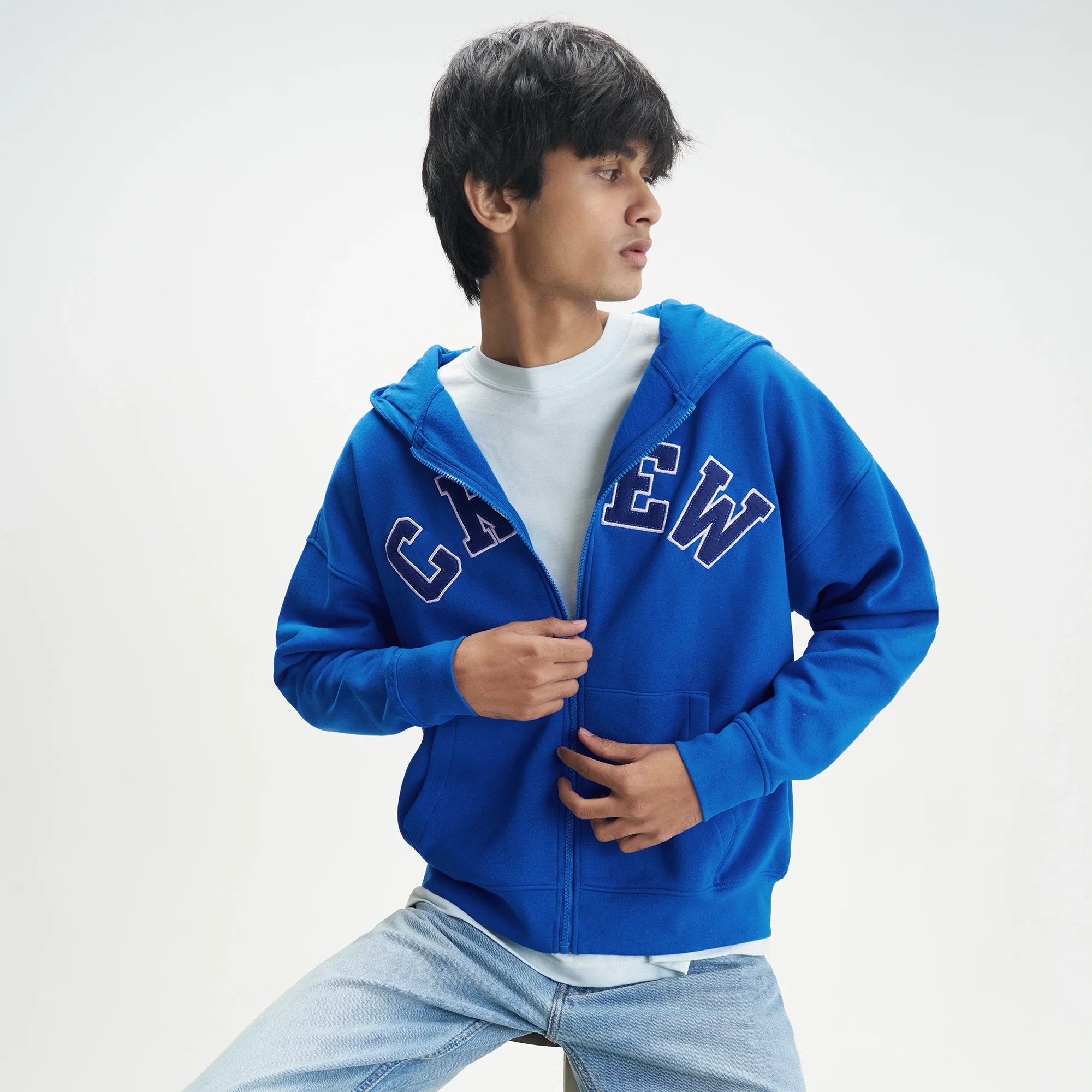 Crew Oversized Zipper Hoodie  - Campus Blue - Image 4