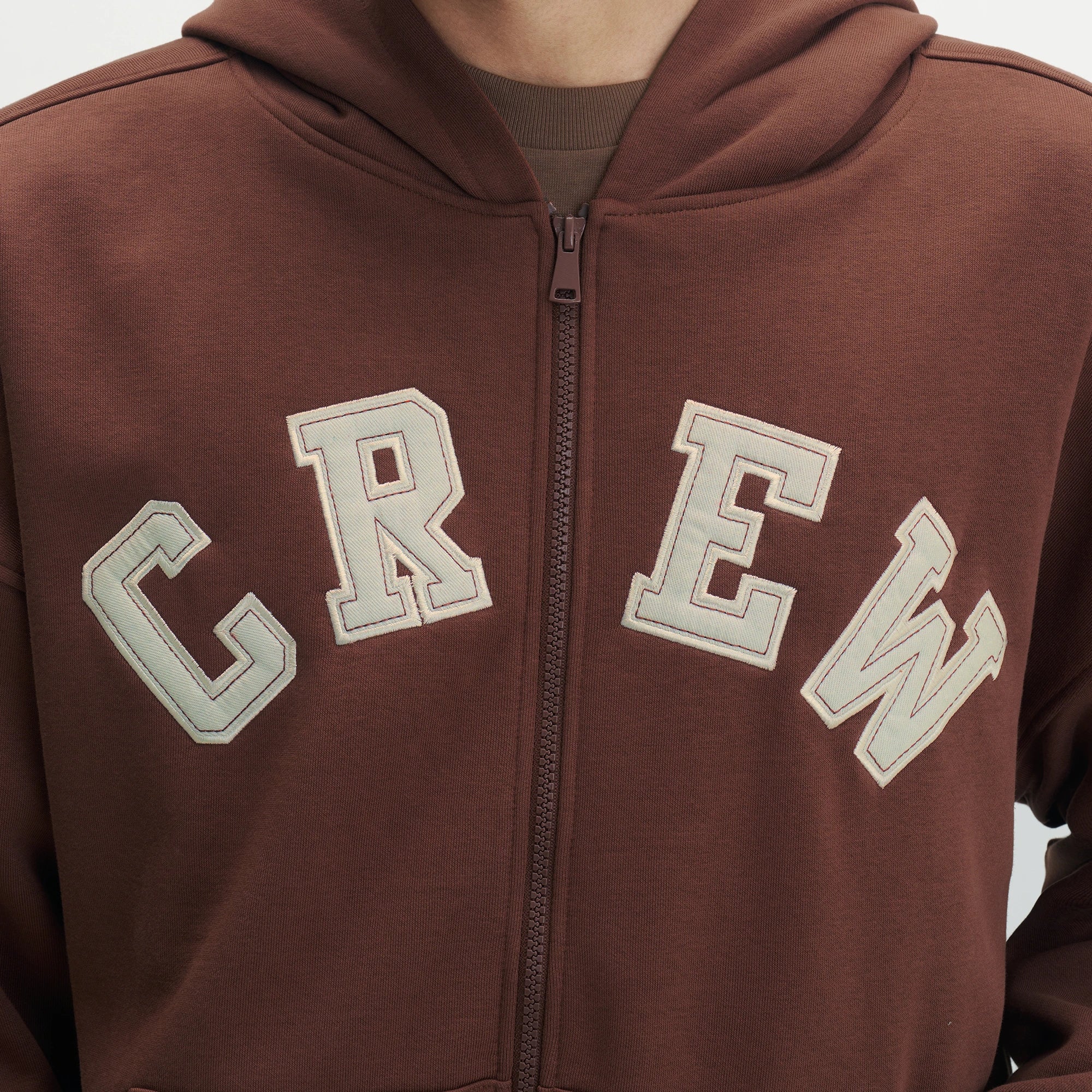 Crew Oversized Zipper Hoodie  -  Espresso Brown - Image 5