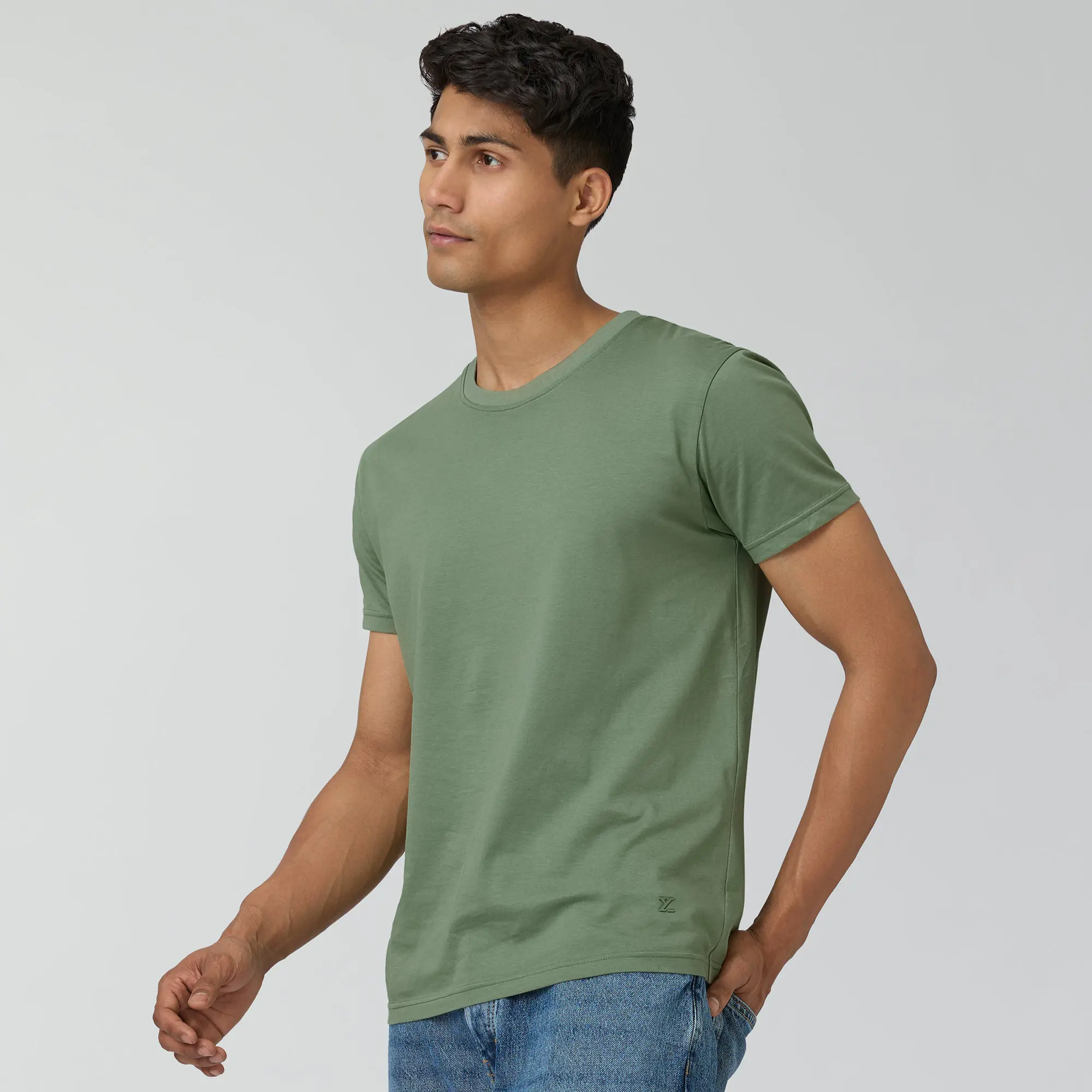 Pace Combed Cotton T-shirts Sage Green - Image 4