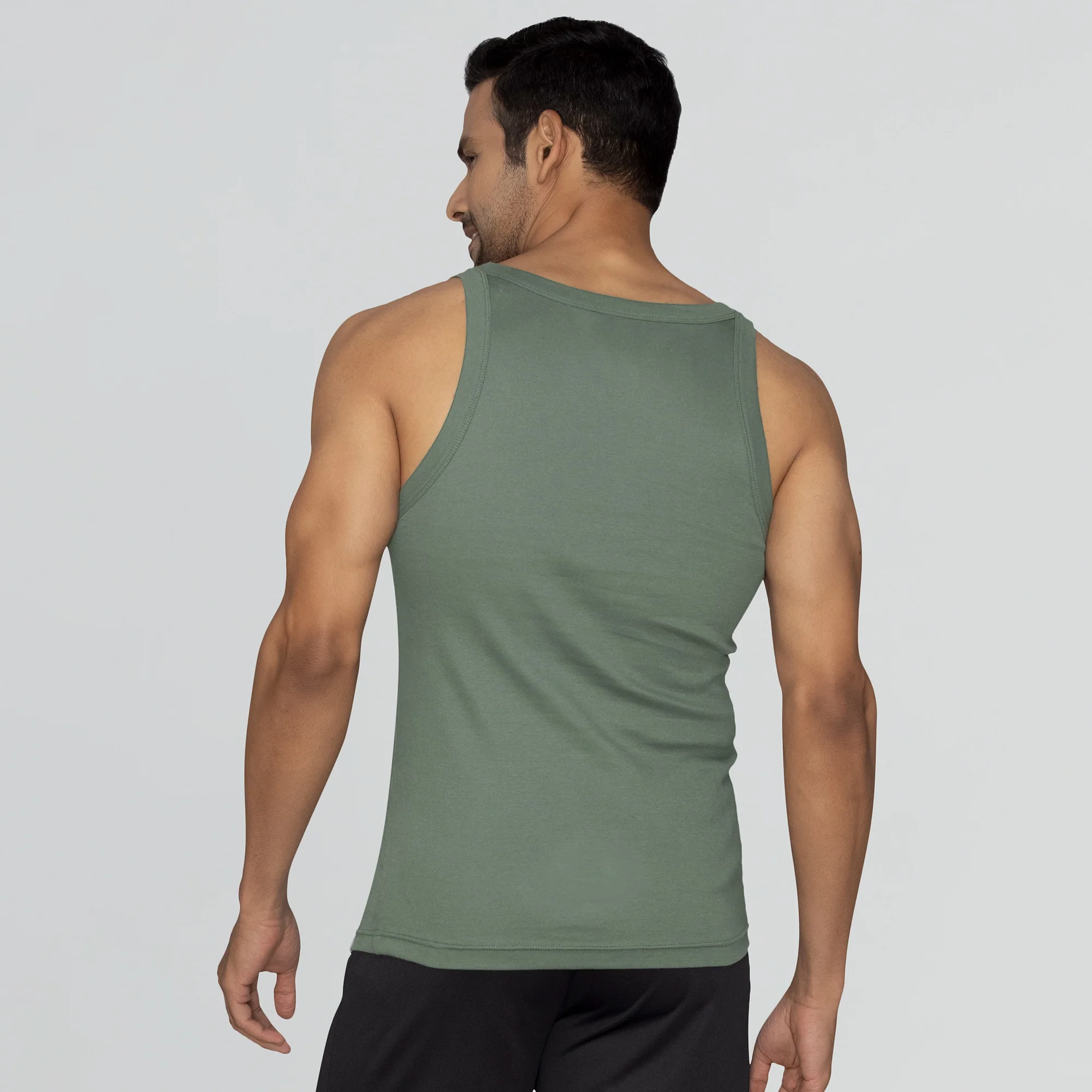 Pace Super Combed Cotton Vest Olive Green - Image 3