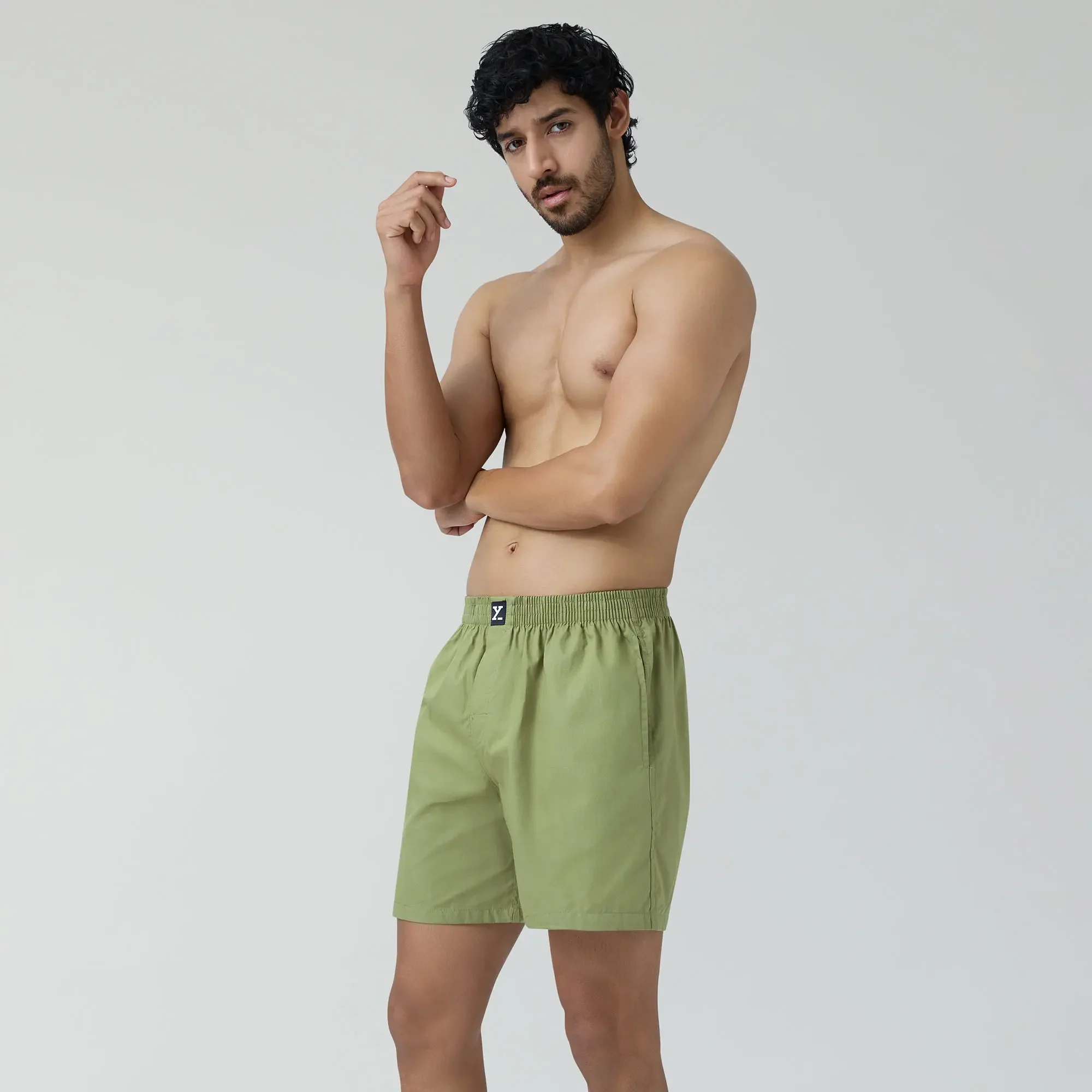 Pace Cotton Boxer Shorts Olive Green - Image 4