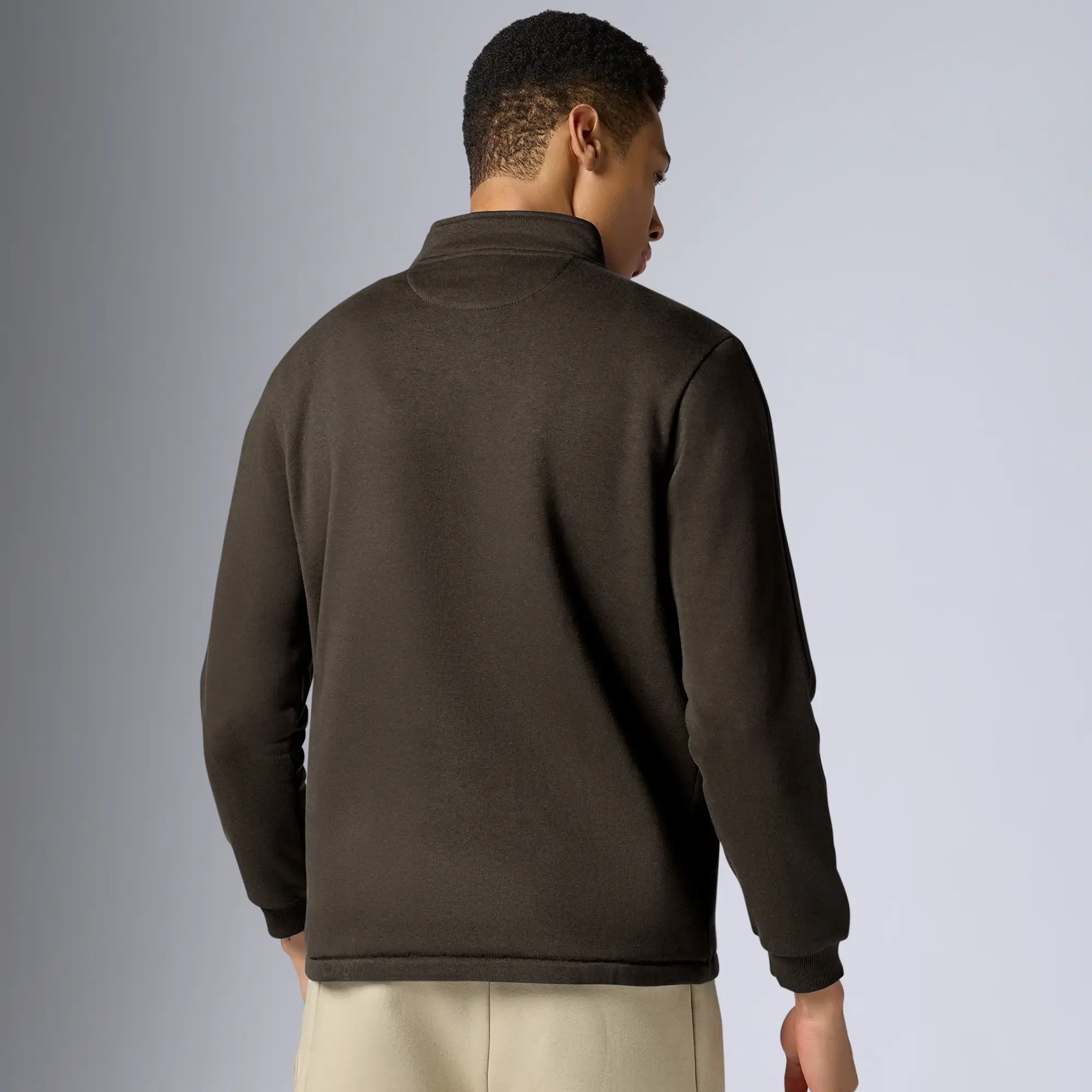 Pulse French Terry Cotton Blend Half Zip Pullover Malt Brown - Image 5