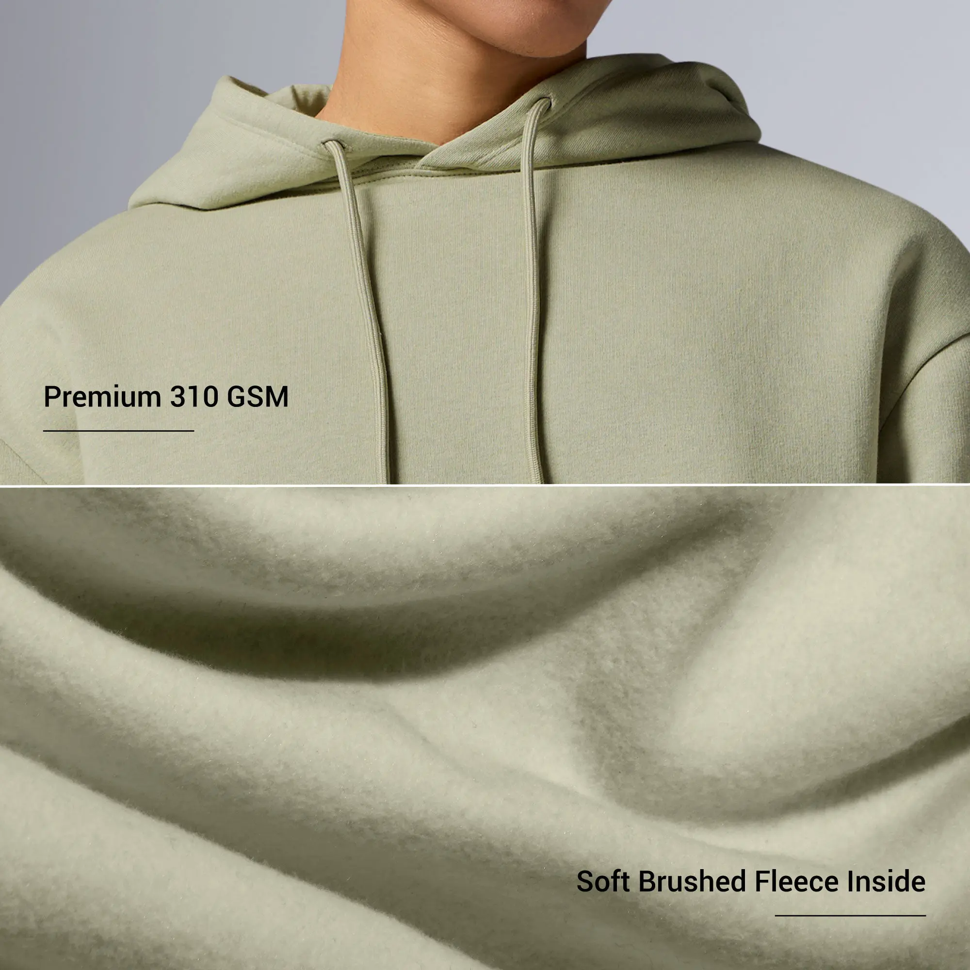 Pulse French Terry Cotton Blend Oversized Hoodies Cascade Grey - Image 2