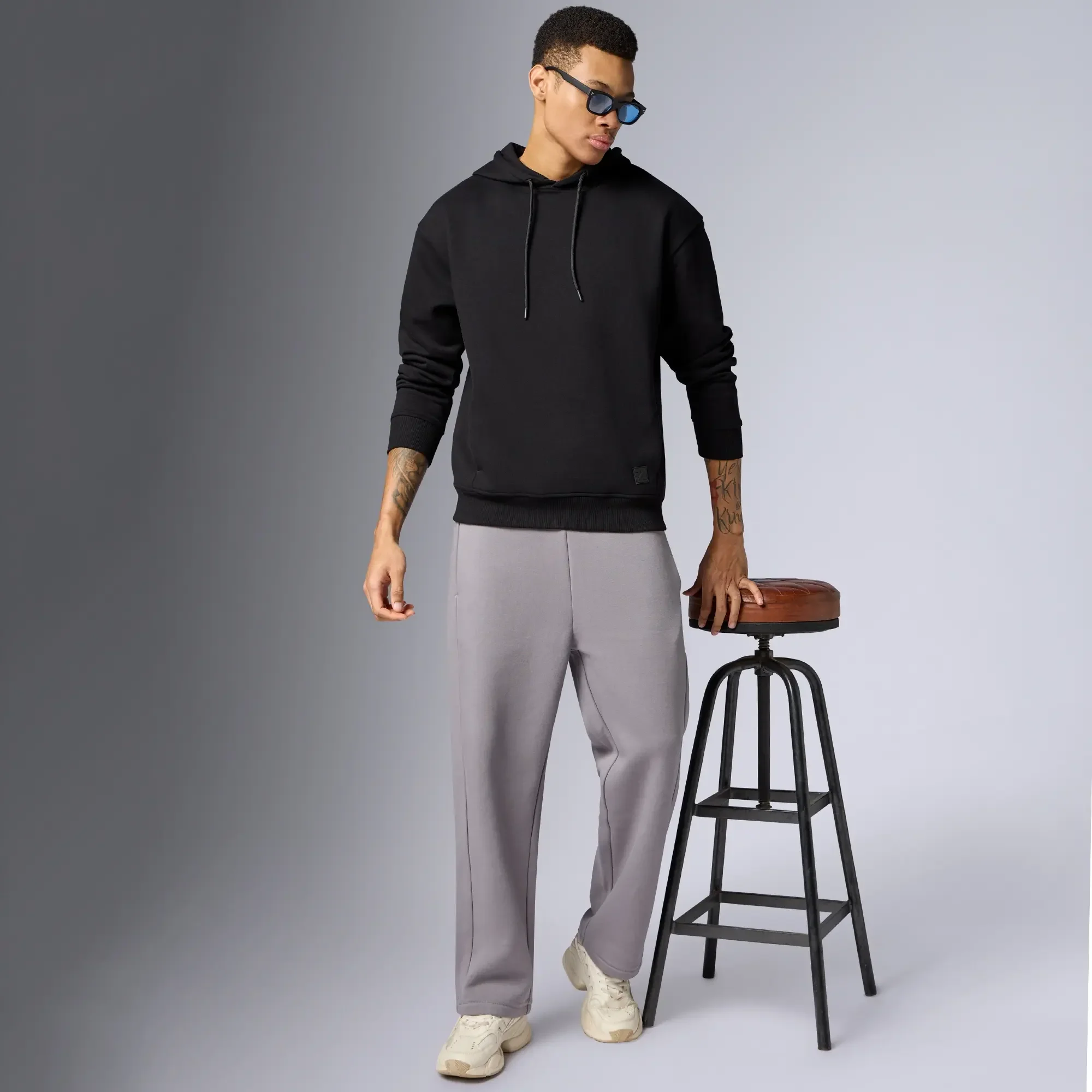 Pulse French Terry Cotton Blend Oversized Hoodies Pitch Black - Image 3