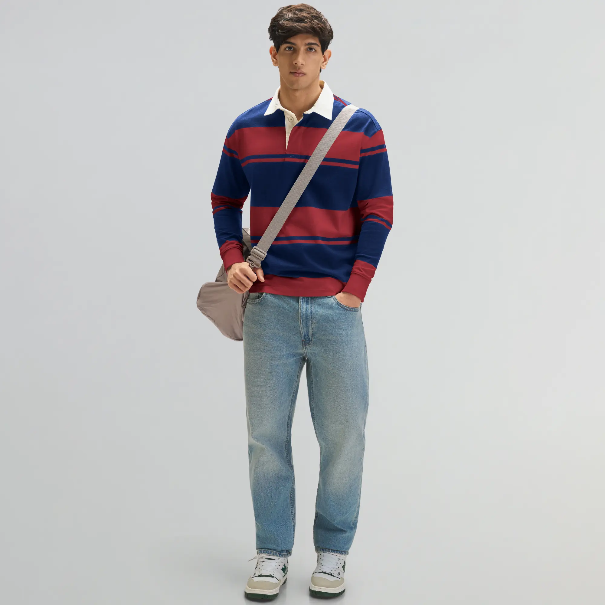 Rugby Polo T-shirt - Varsity Red & Blue Nights - Image 3