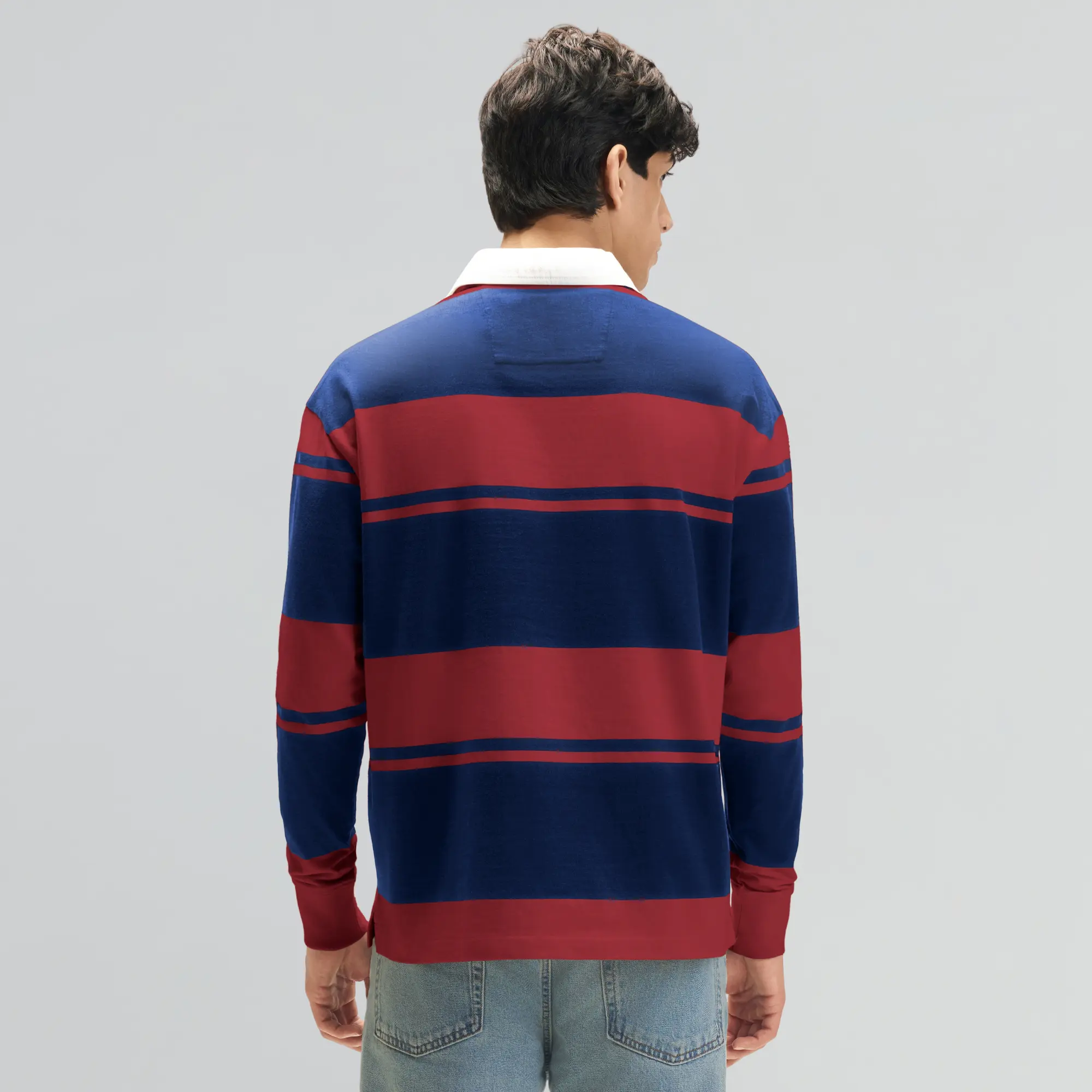 Rugby Polo T-shirt - Varsity Red & Blue Nights - Image 5