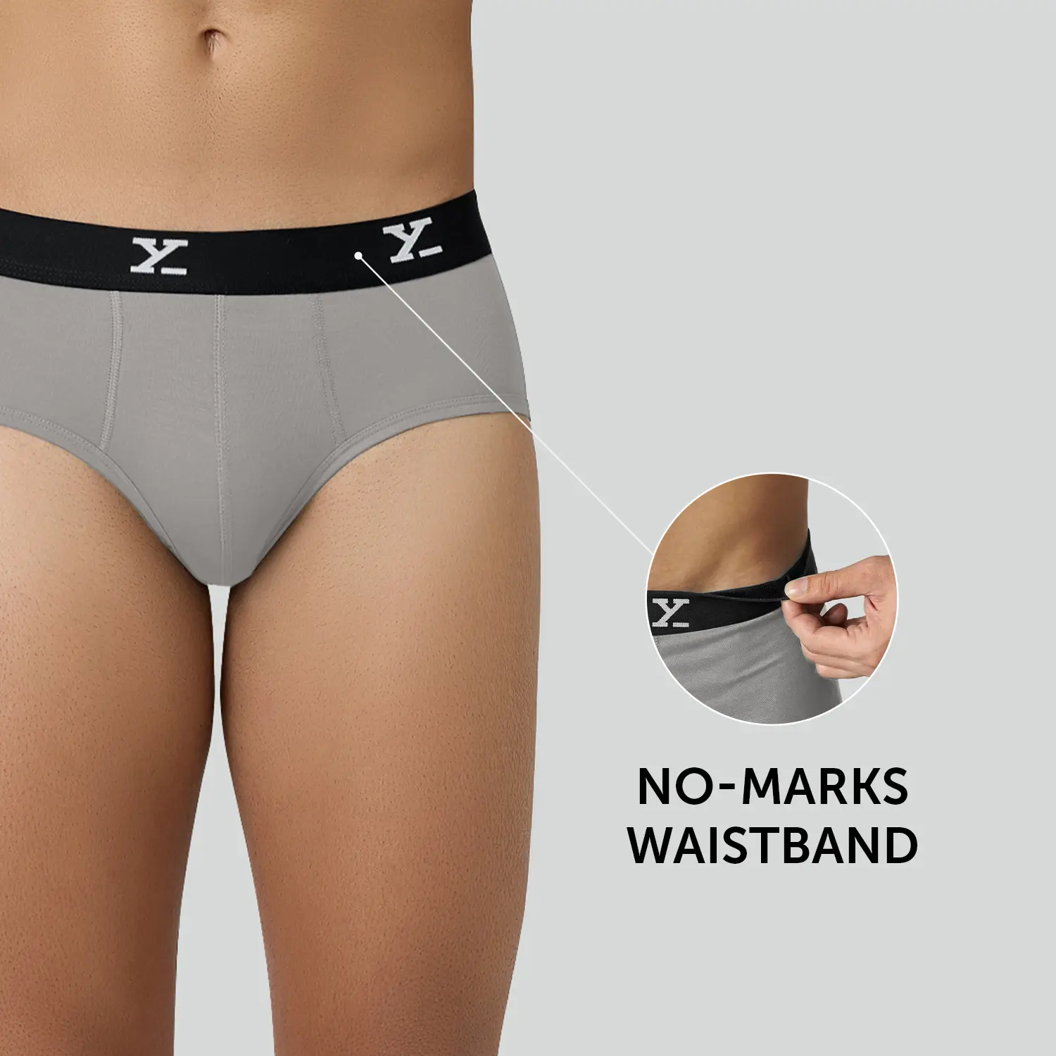 Super Combed Cotton-Modal Briefs - Ash Grey - Image 3