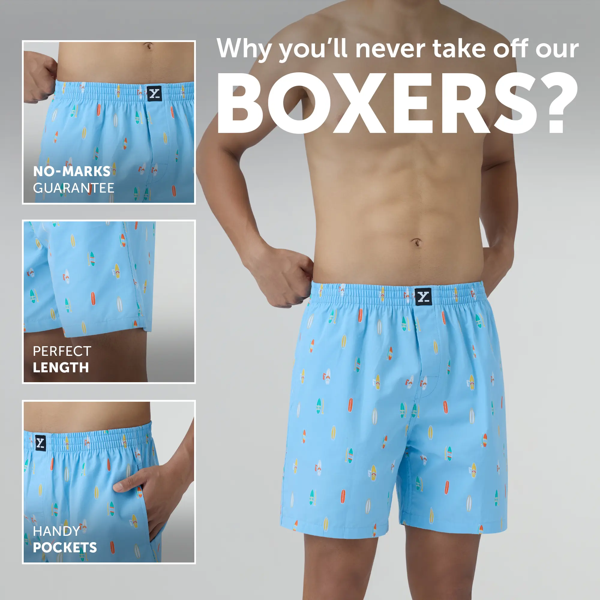 Surf Super Combed Cotton Boxer Shorts SurfBoard Blue - Image 2