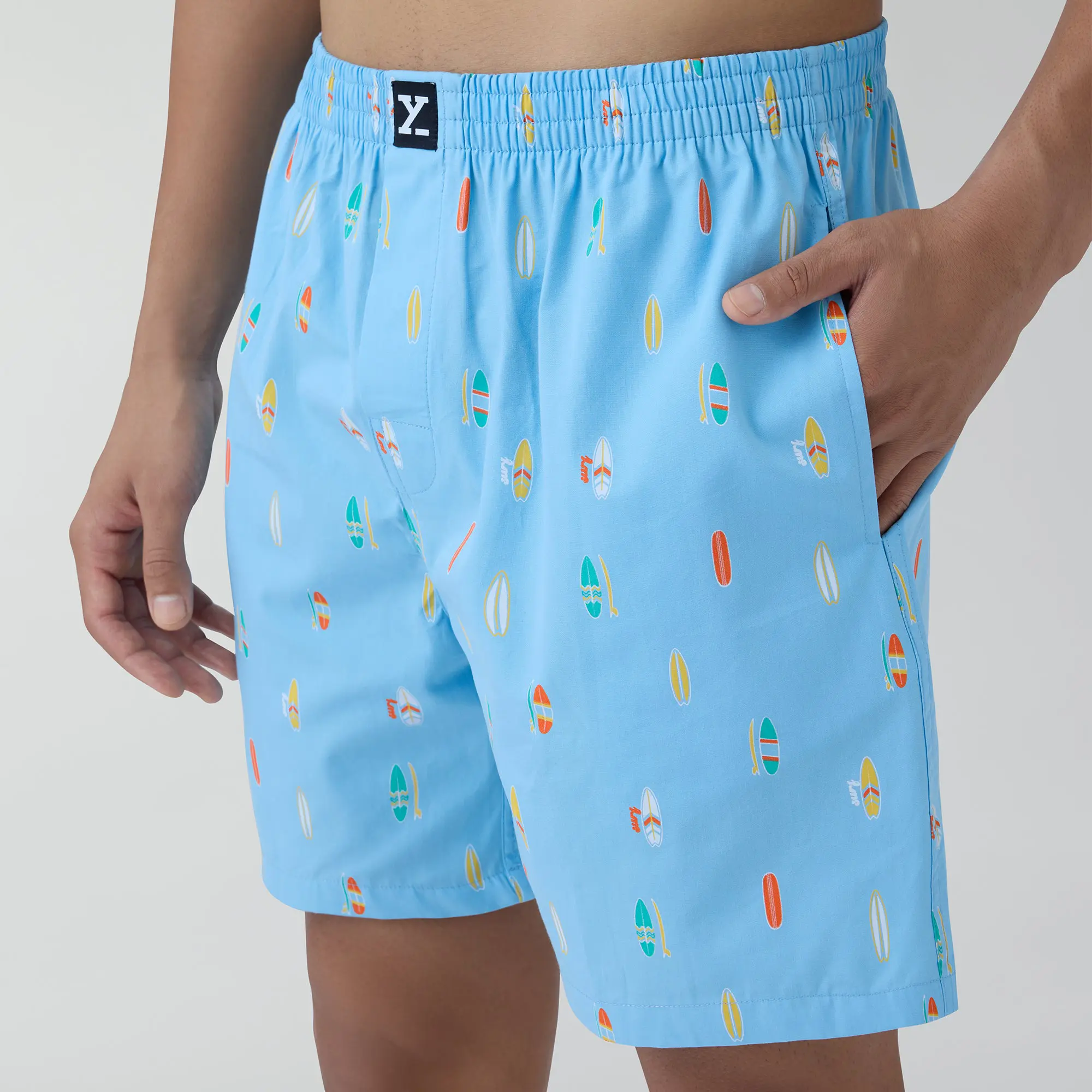 Surf Super Combed Cotton Boxer Shorts SurfBoard Blue - Image 4