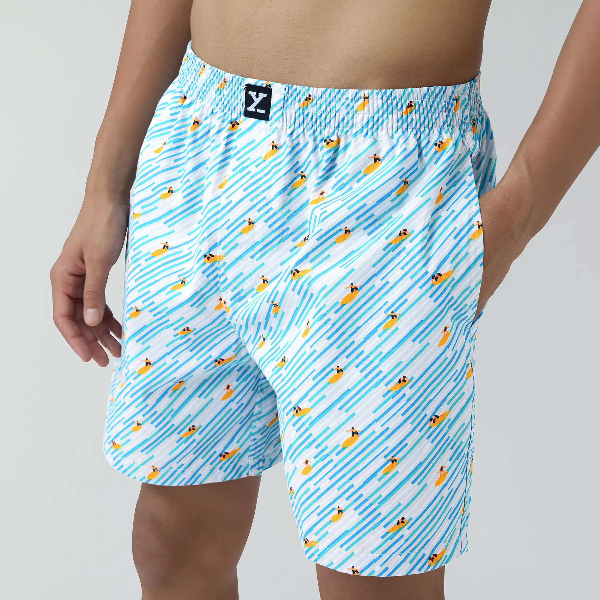 Surf Super Combed Cotton Boxer Shorts Surfing Blue - Image 4