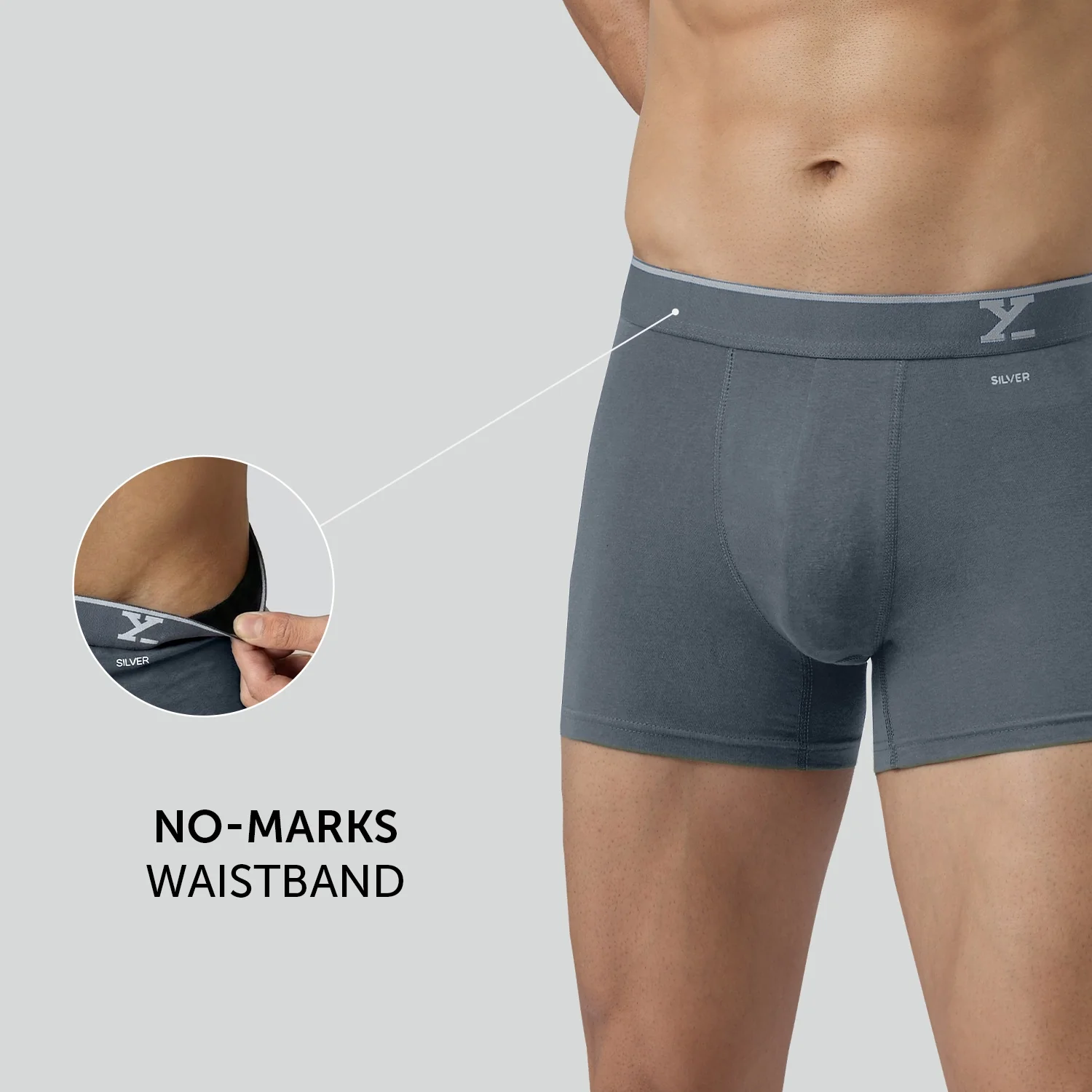Traq Silver Cotton Trunks Stone Grey - Image 4