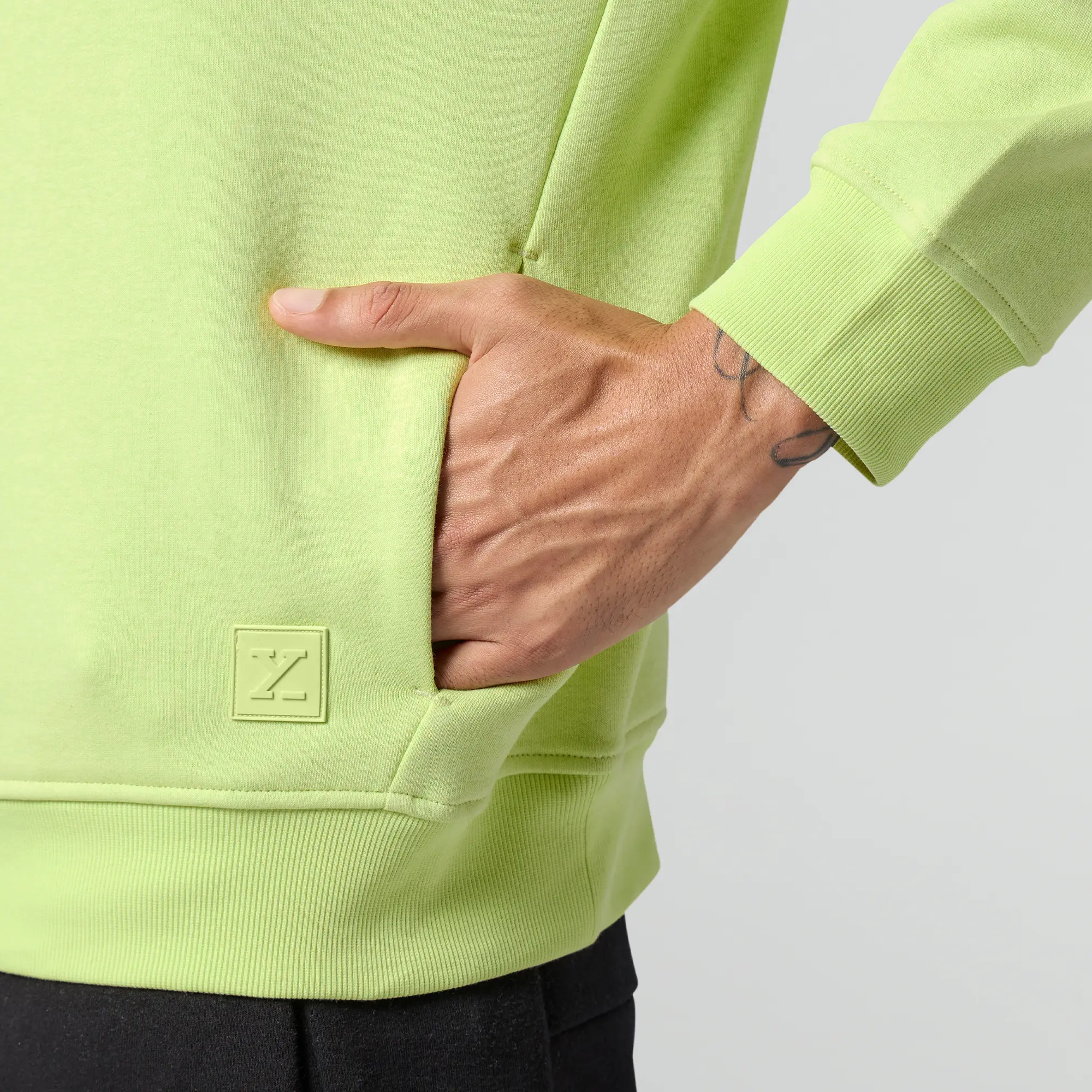 Pulse French Terry Cotton Blend Oversized Hoodie And Sweatpants Co Ord Set Lime Green And Pitch Black - Image 6