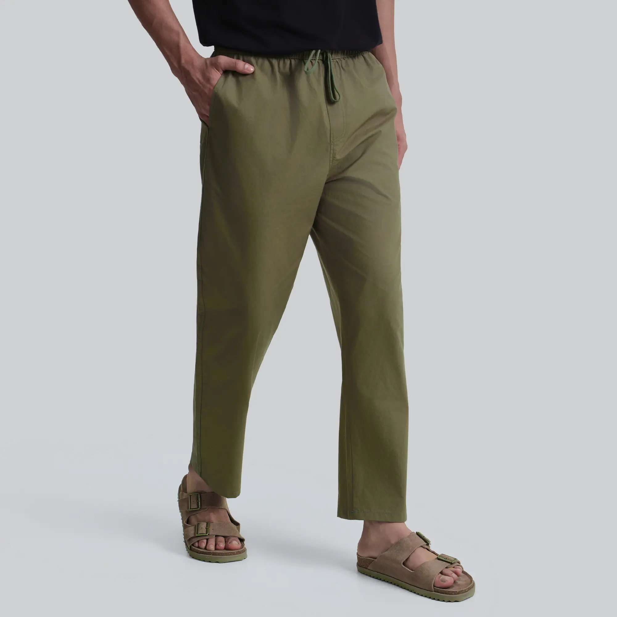 Zen Cotton Easy Pants Olive Green - Image 3